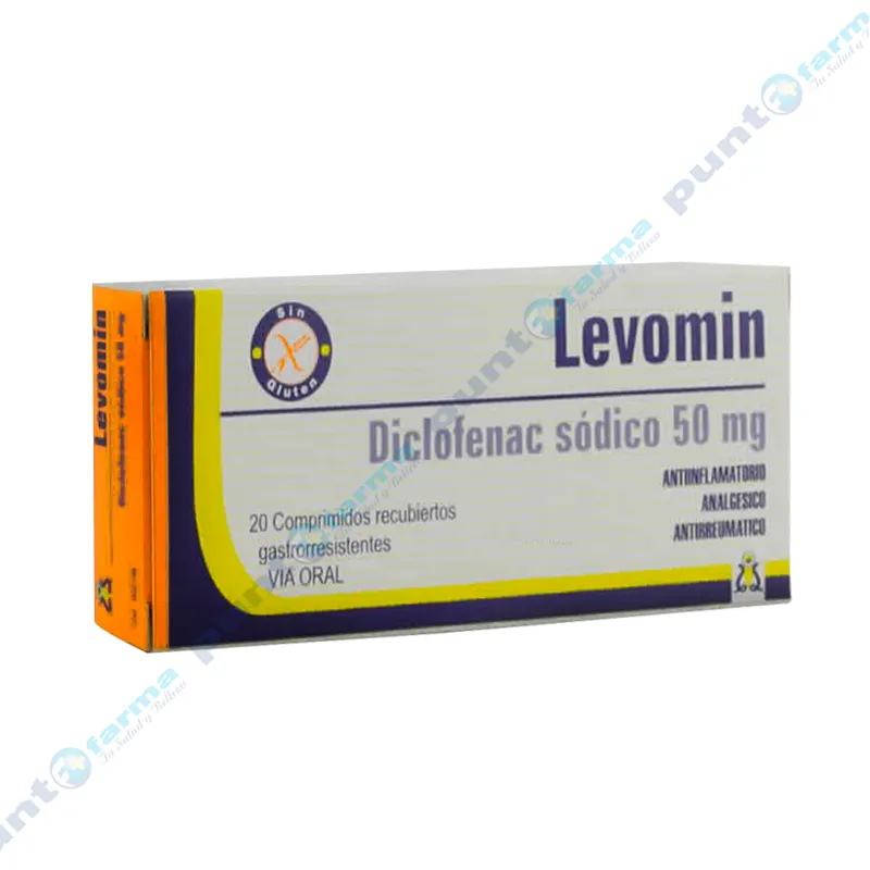 Levomin Diclofenac Sódico 50 mg - Cont. 20 comprimidos recubiertos gastrorresistentes