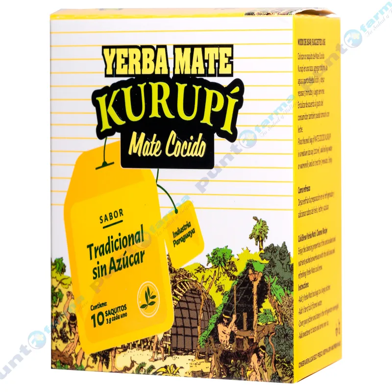 Mate Cocido KURUPÍ Tradicional Sin azúcar - Caja de 10 saquitos de 3 g c/u