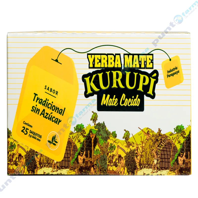 Mate Cocido KURUPÍ Tradicional Sin azúcar - Caja de 25 saquitos de 3 g c/u