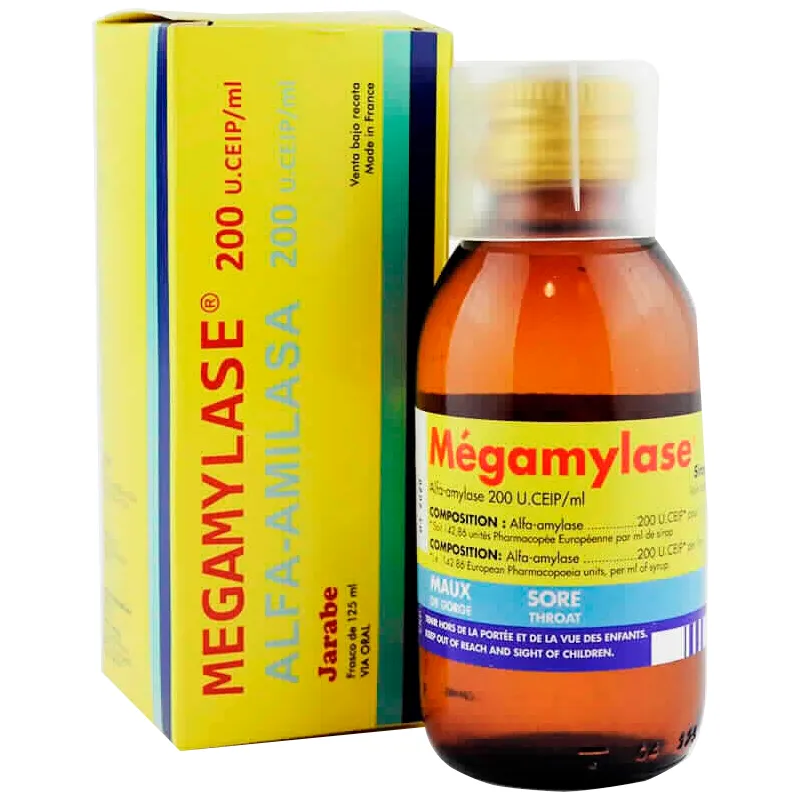 Megamylase 200 U.CEIP/ml Alfa-amilasa - Jarabe de 125 mL.