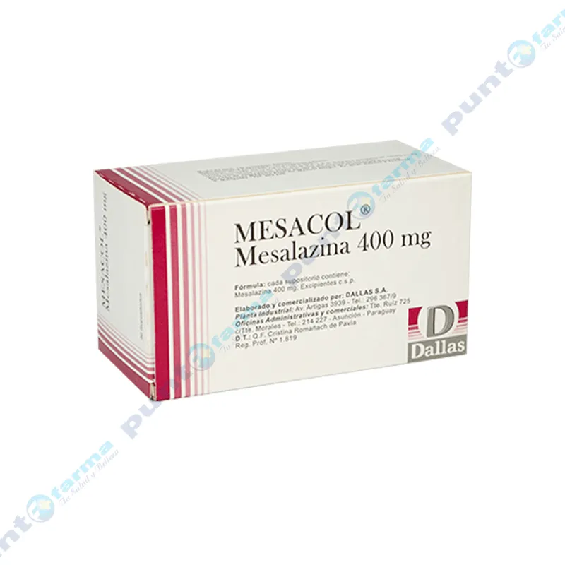 Mesacol Mesalazina 400 mg. - Contenido de 30 supositorios