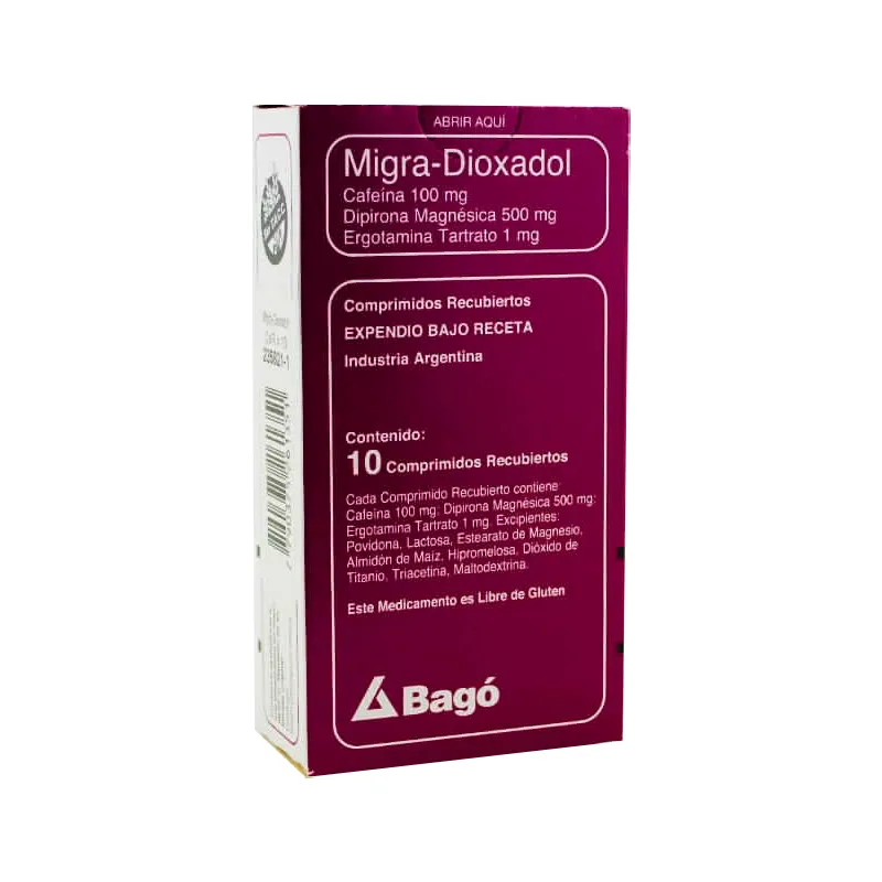 Migra-Dioxadol Cafeina 100 mg - Caja de 10 Comprimidos Recubiertos