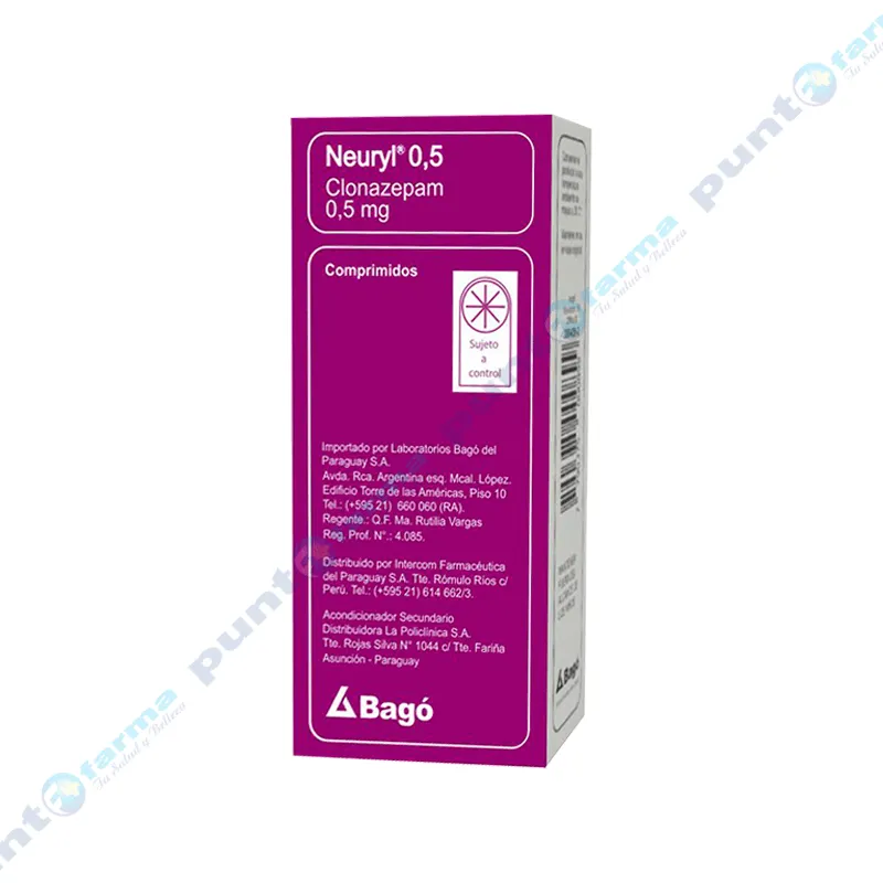 Neuryl 0,5 Clonazepam 0,5 - Caja de 50 comprimidos