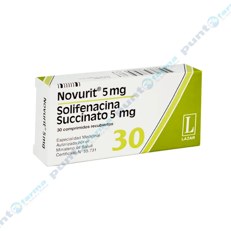 Novurit 5 mg. Solifenacina Succinato 5 mg. - Caja de 30 comprimidos