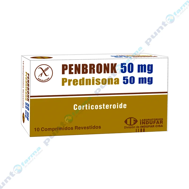 Penbronk Prednisona 50 mg - Caja de 10 comprimidos