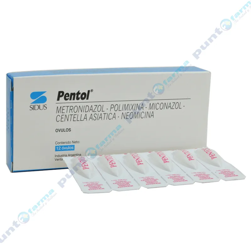 Pentol - Metronidazol Polimixina Miconazol Centella Asiatica Neomicina - Caja de 12 óvulos
