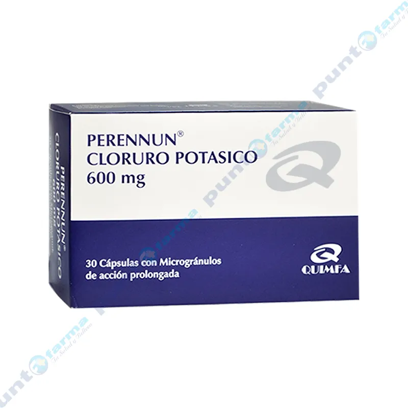 Perennun Cloruro Potasico 600 mg - Caja de 30 Cápsulas Microgránulos