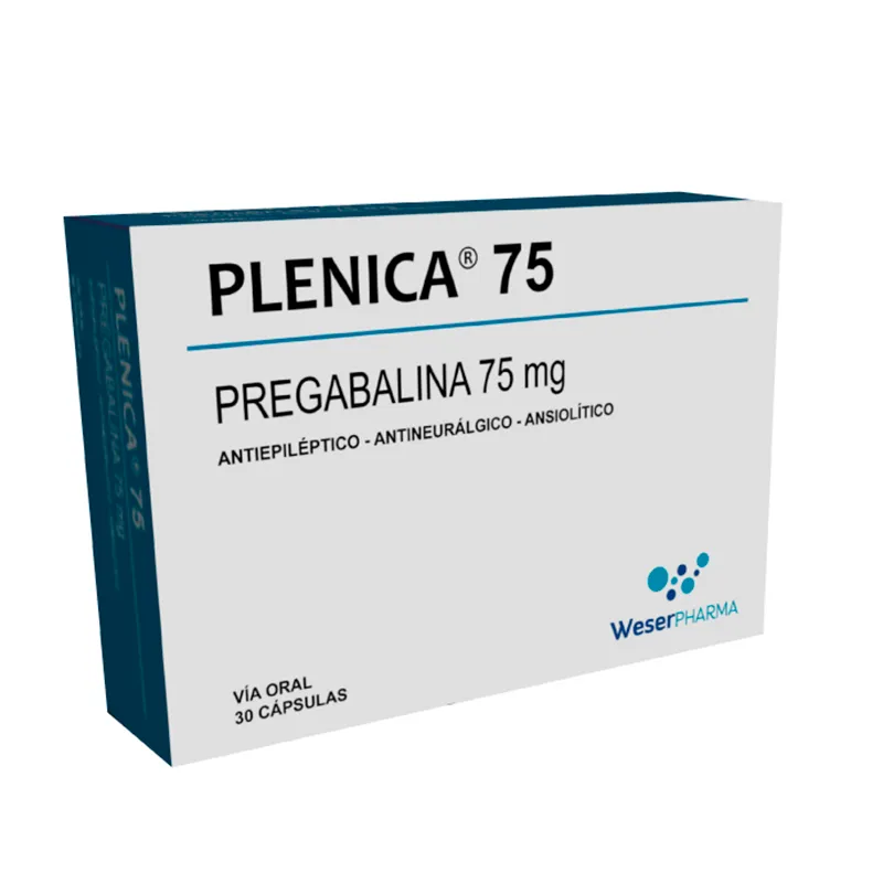 Plenica 75 - Pregabalina 75 mg - Caja de 30 Cápsulas