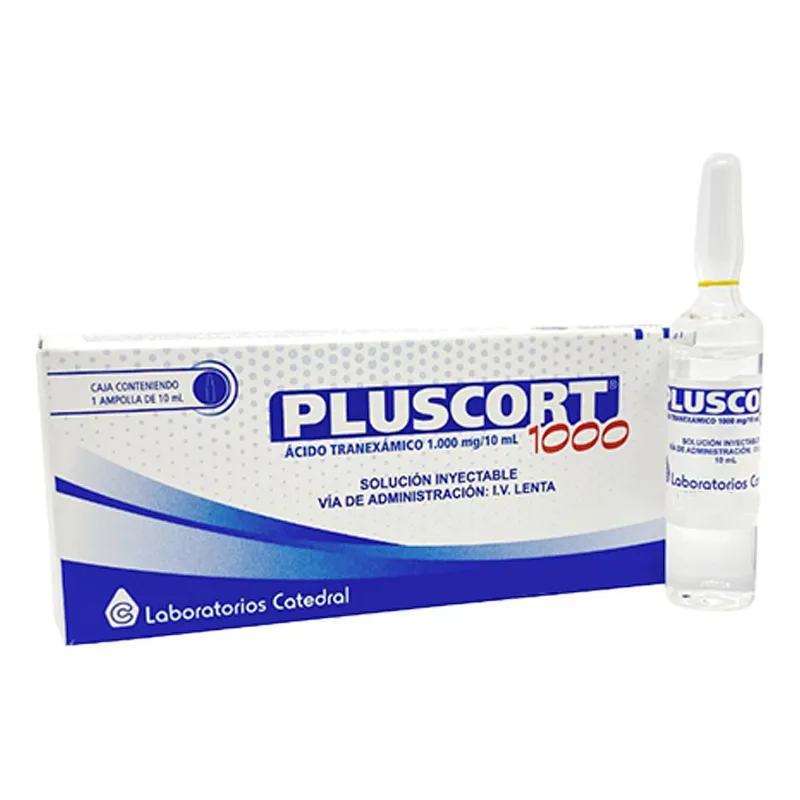 Pluscort Acido Tranexamico 1000 mg/10 mL Solucion inyectable - Caja de 1 ampolla de 10mL