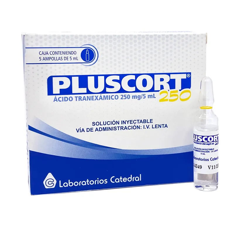 Pluscort Acido 250 mg/5 mL Solucion inyectable - Caja de 5 ampollas de 5 mL