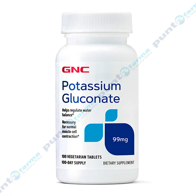 Potassium Gluconate 99 mg GNC - Frasco de 100 cápsulas