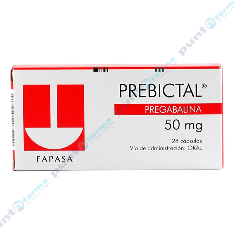 Prebictal 50 mg - Pregabalina 50 mg - Caja de 28 comprimidos