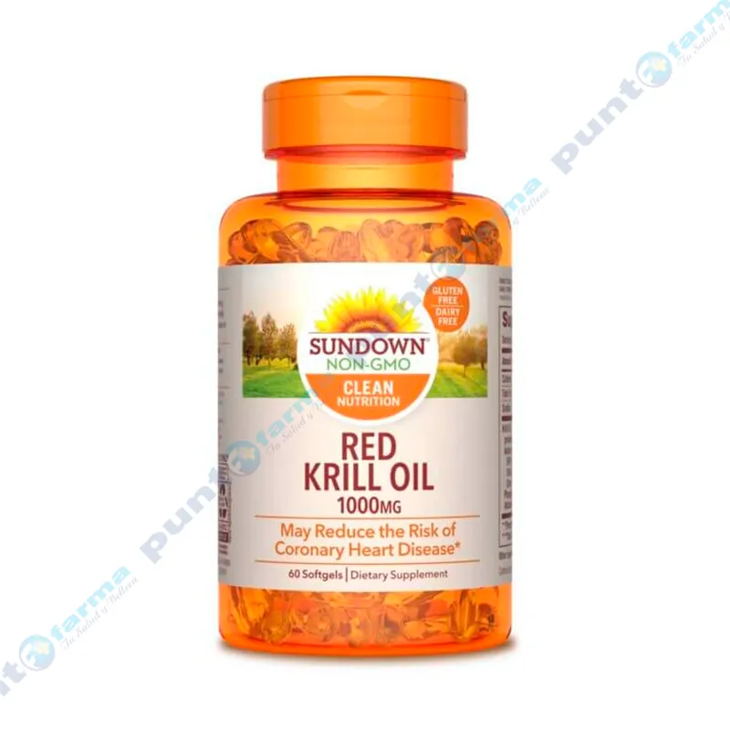 Red Krill Oil 1000 mg Sundown Naturals - Frasco de 60 cápsulas blandas