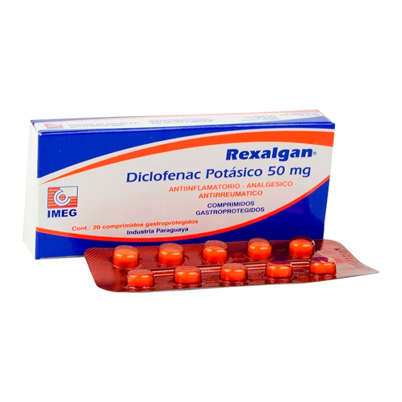 Rexalgan Diclofenac Potásico 50mg - Cont. 20 comprimidos