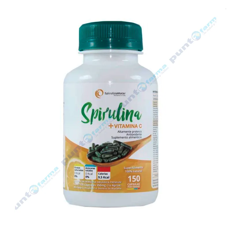 Spirulina + Vitamina C SpirulinaMater - Cont. 150 cápsulas