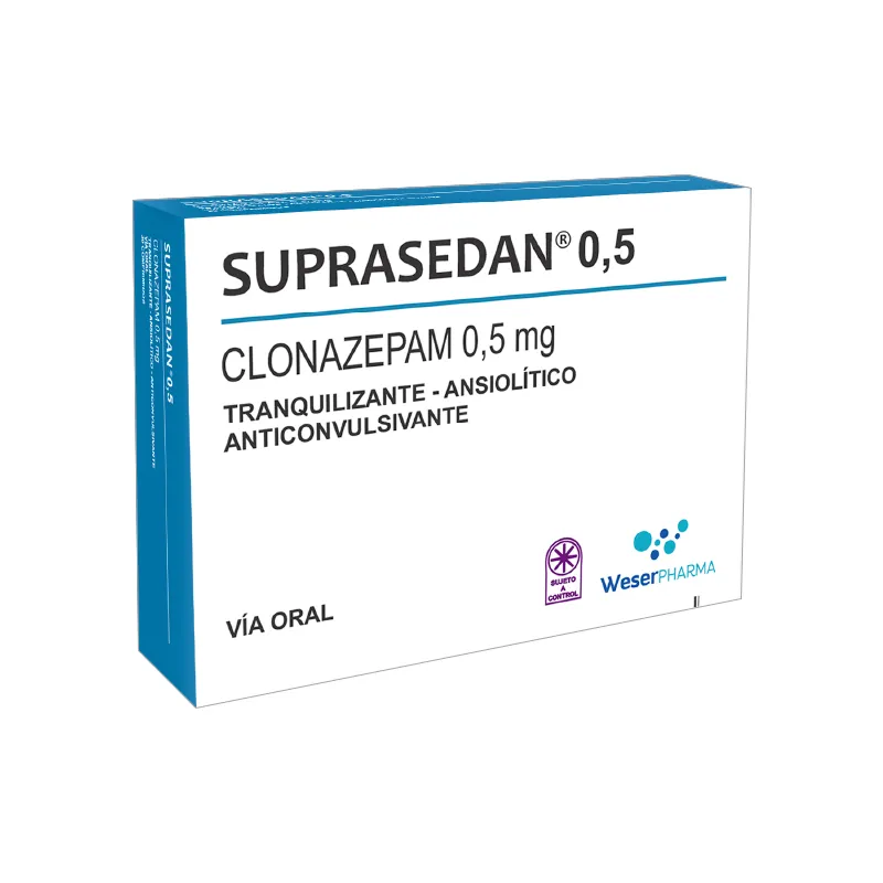 Suprasedan 0,5 Clonazepam 0,5 mg - Cont. 30 comprimidos