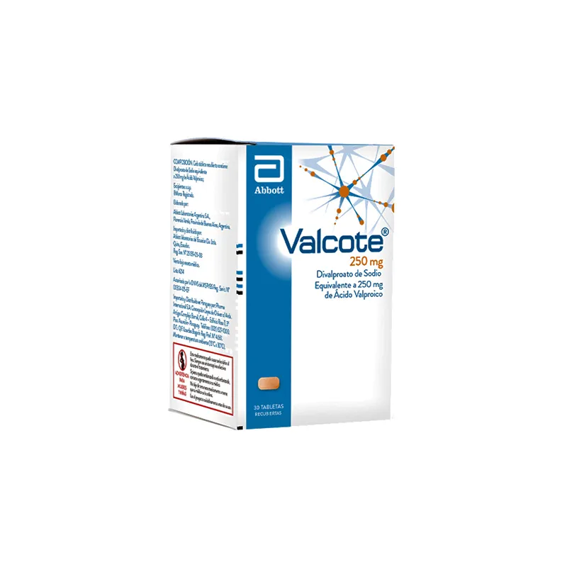 Valcote 250 mg Divalproato de Sodio - Cont. 30 Tabletas Recubiertas.