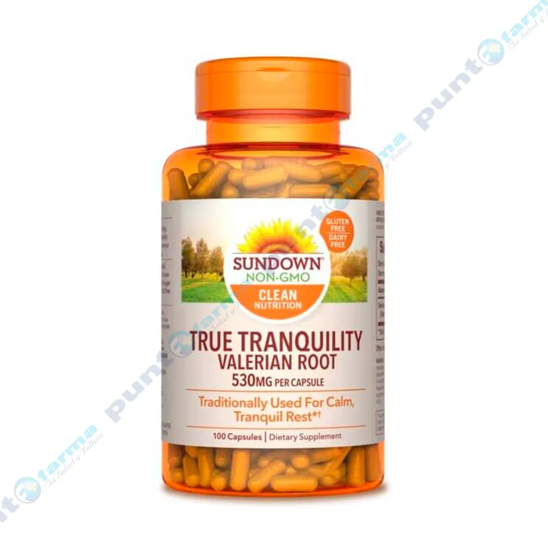 Valerian Root 530 mg Sundown Naturals - Frasco de 100 cápsulas