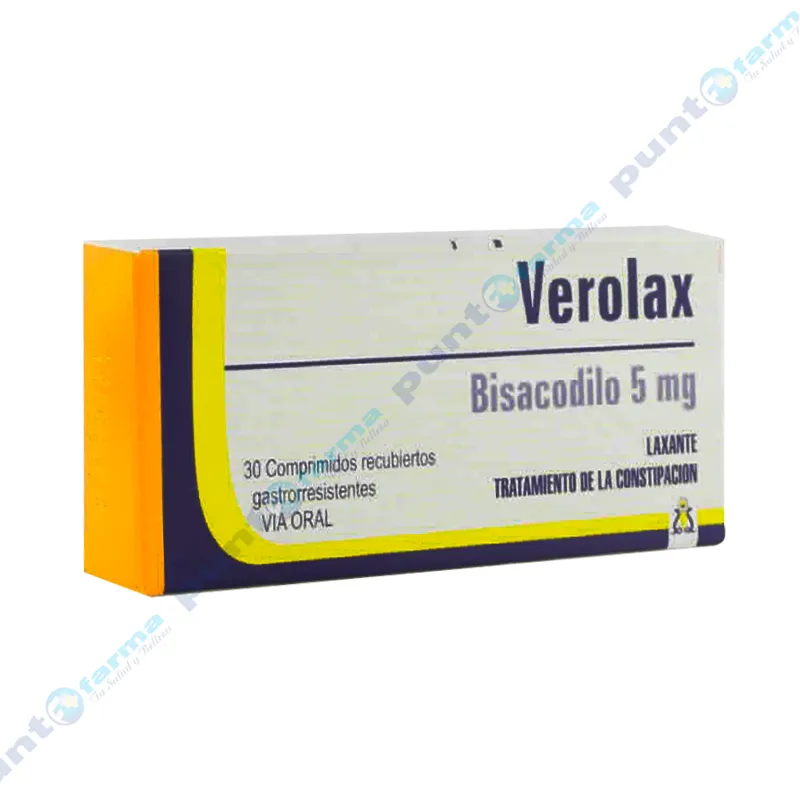 Verolax Bisacodilo 5mg - Caja de 30 comprimidos recubiertos gastrorresistentes