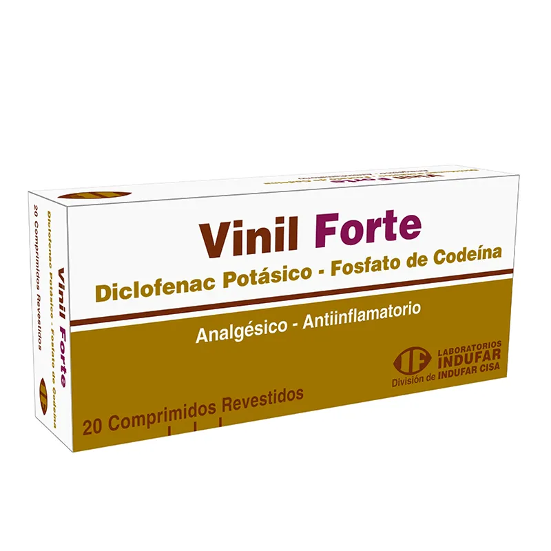 Vinil Forte Diclofenac Potásico Fosfato de Codeína - Cont. 20 Comprimidos.