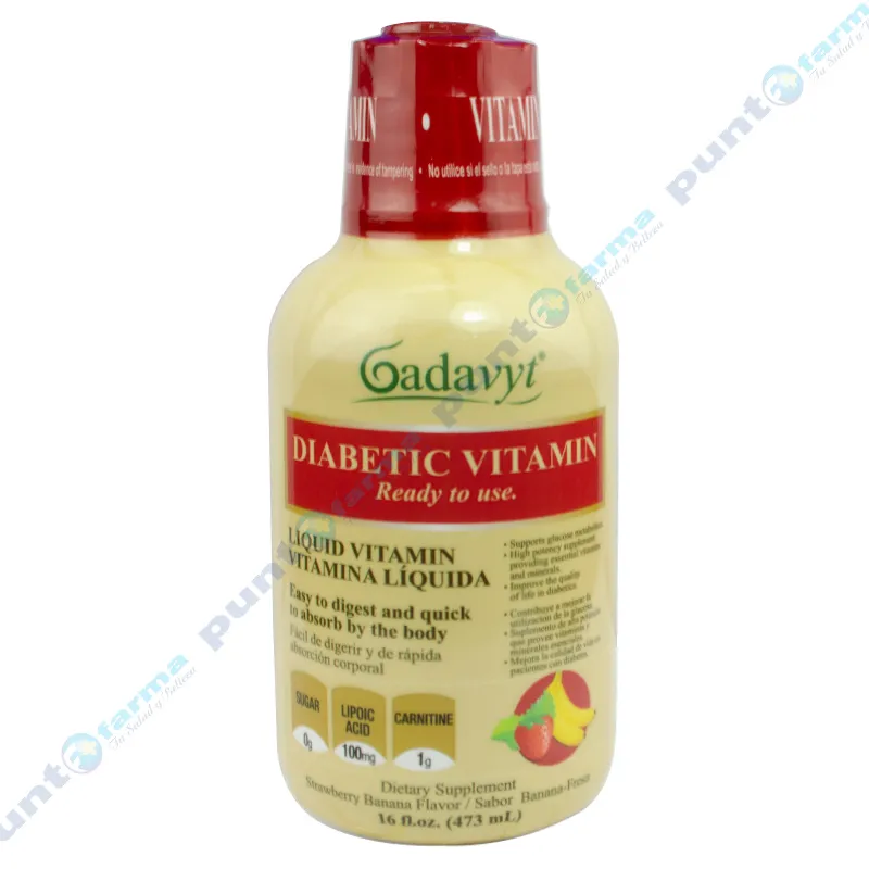 Vitamina Líquida Sabor Banana y Fresa Gadavyt - Fco x 473 mL