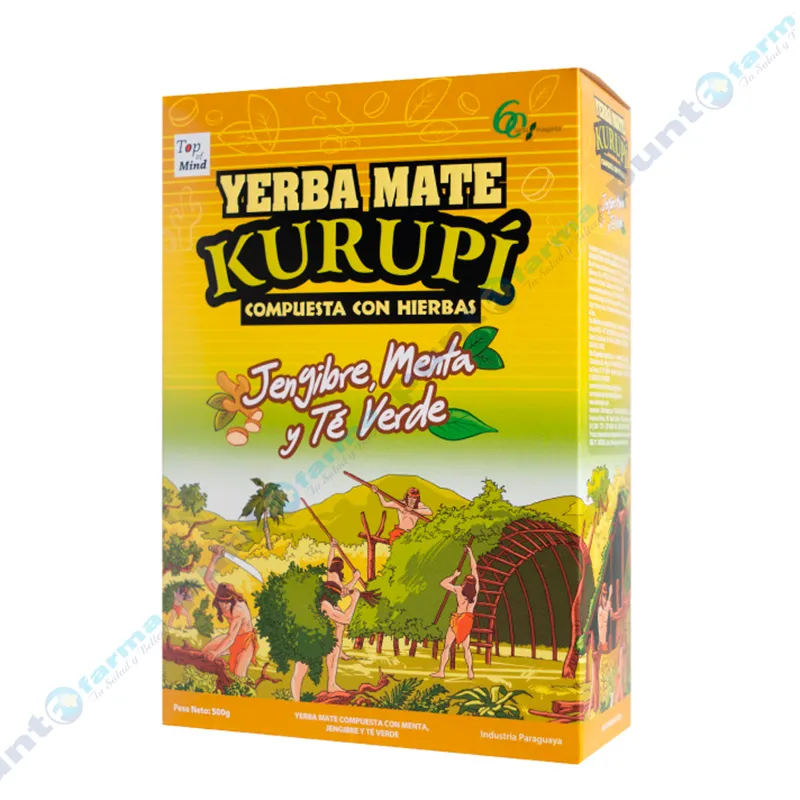 Yerba Mate de Jengibre, Menta y Té Verde Kurupi - 500 gr