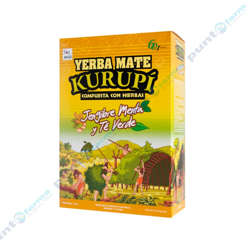 Yerba Mate de Jengibre, Menta y Té Verde Kurupi - Cont 250 gr
