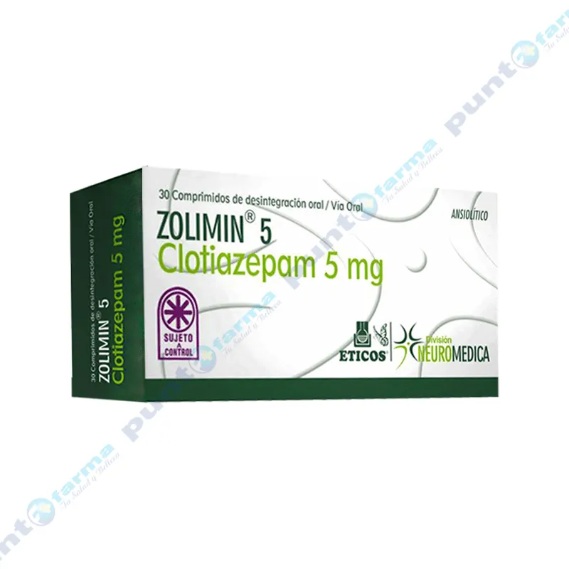 Zolimin 5 mg Clotiazepam 5 mg. - Caja de 30 comprimidos de desintegracion oral