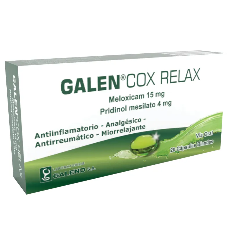 Galen Cox Relax Meloxicam Pridinol Mesilato - Cont. 20 Capsulas Blandas.