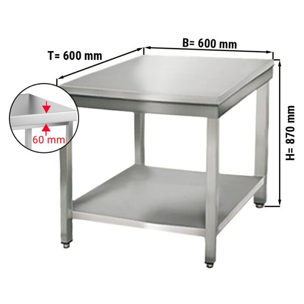 Mesa de trabajo de acero Inox. ECO 0,6 m - con estante inferior