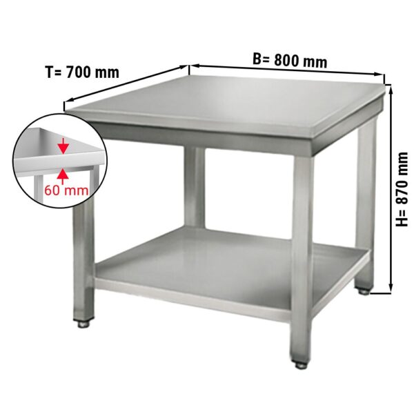 Mesa de trabajo de acero Inox. ECO 0,8 m - con estante inferior