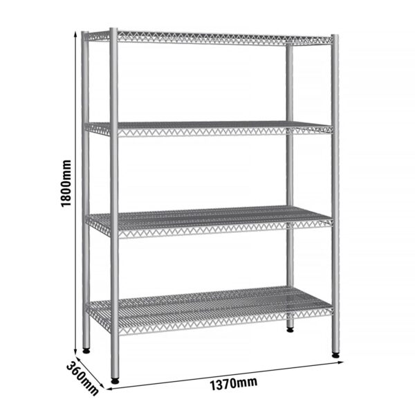Estanteria de acero inoxidable - 1,4 x 0,4 m - con 4 estantes de rejilla