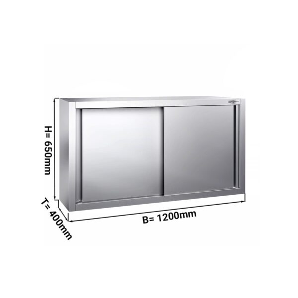 Armario de pared de acero Inox. PREMIUM - 1,2 m - 0,65 m de alto - con puerta corredera